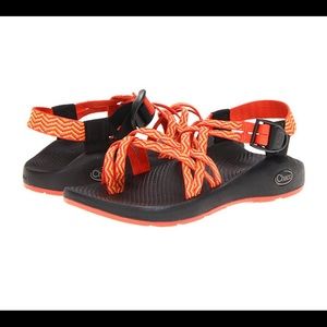 Zx2 Chacos that are red, orange and purple